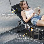 Folding Sun Lounger, Sun Bed With Canopy | Dark Blue