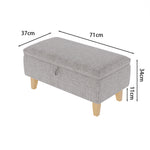 Linen Upholstered Storage Ottoman Footstool Compact Seat With Hidden Storage 71 X 37 X 34 Cm | Light Grey