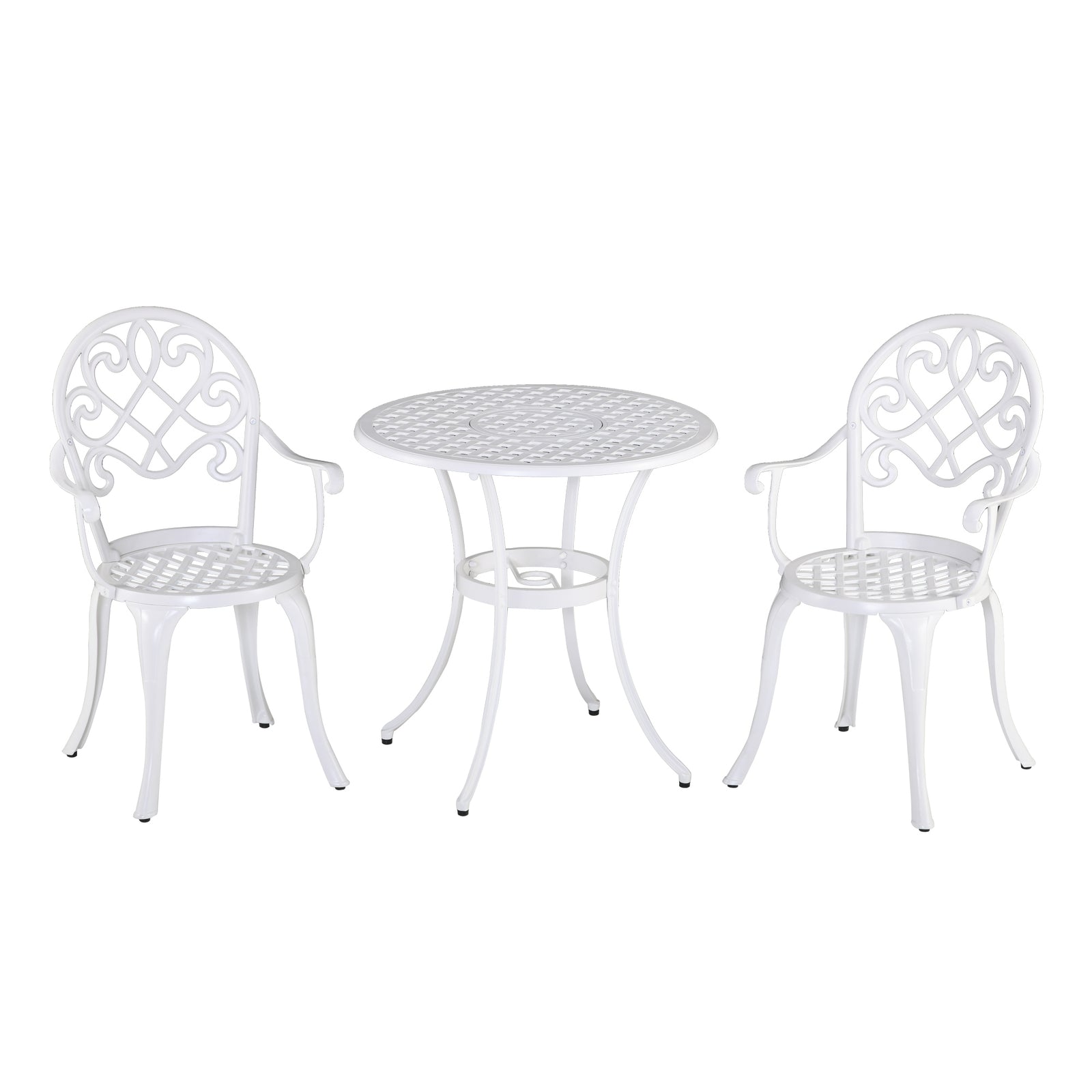 3pcs Garden Bistro Set Cast Aluminium Round Table /2 Chairs