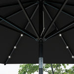 Parasol Patio Umbrella W/ Led Light Crank | Black