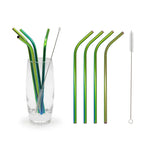 Reusable Straws Stainless Steel Rainbow 8pc Set Eco Friendly