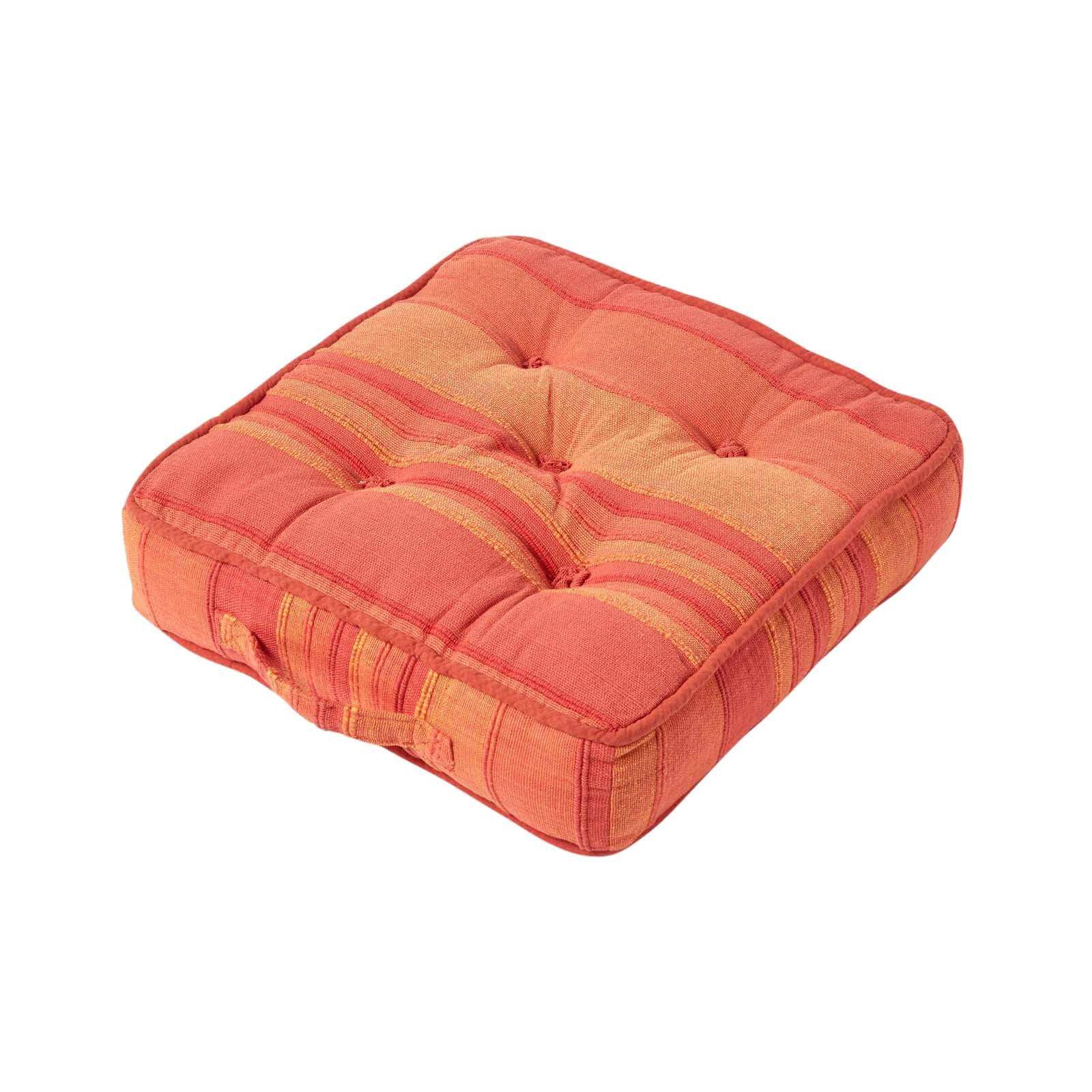 Morocco Striped Cotton Floor Cushion | 40cm x 40cm | Orange