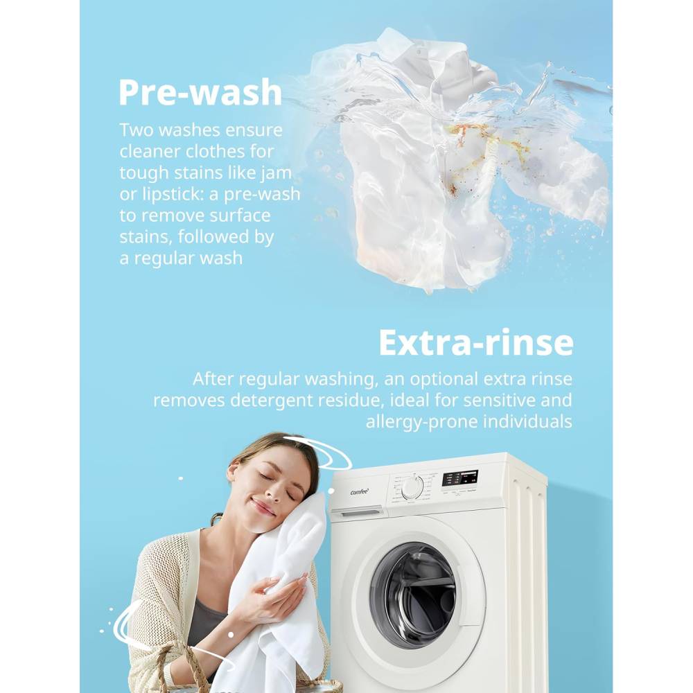 Front Load Washing Machine – Ultra-slim Design With 15 Wash Programs, Quick Wash, Delay Start & 90°c Hygiene Wash | 7kg