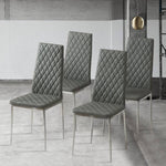 Pvc High Back Modern Dining Chairs | Set of 4 | Grey