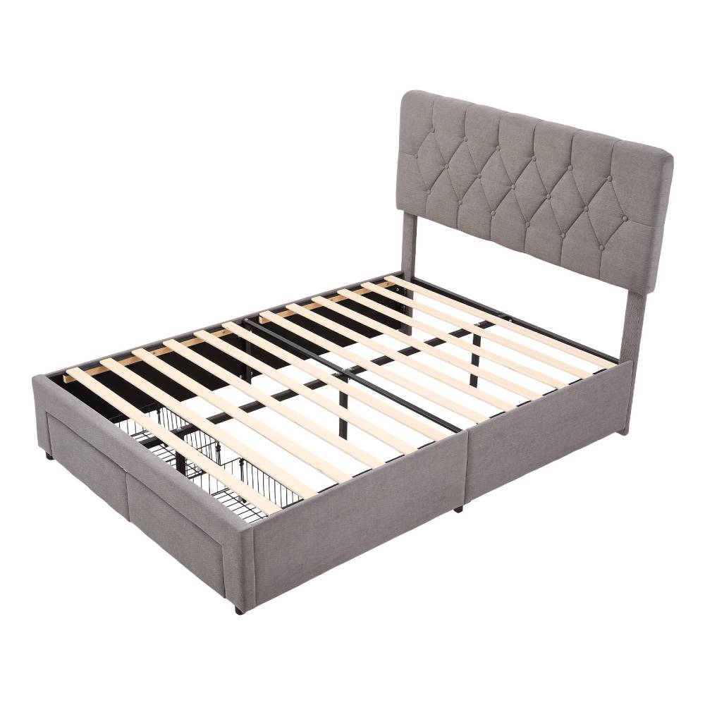 Breeins Double Upholstered Bed Frame With 2 Drawers