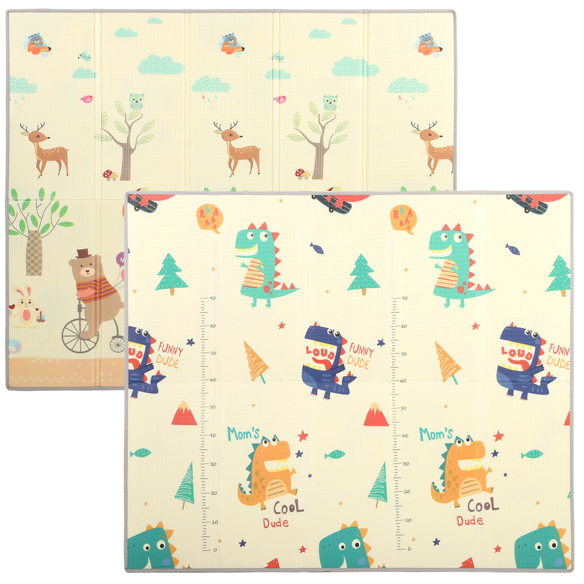 Foldable Reversible Baby Play Mat 180 X 150 Cm, Animals & Forest