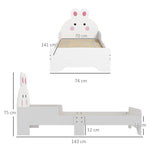 Rabbit Design Toddler Bed Frame, For Ages 3-6 Years, 143 X 74 X 75cm - White | White