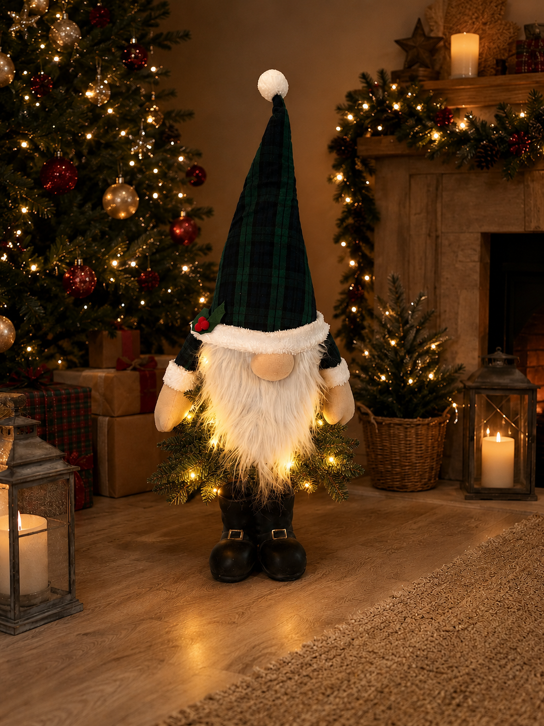 Indoor & Outdoor Living Hamish The Highland Gnome - Light-up Tartan Gnome