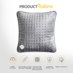 Heated Pillow Grey Cushion - 3 Heat Settings - Detachable Controller | One Size | Grey