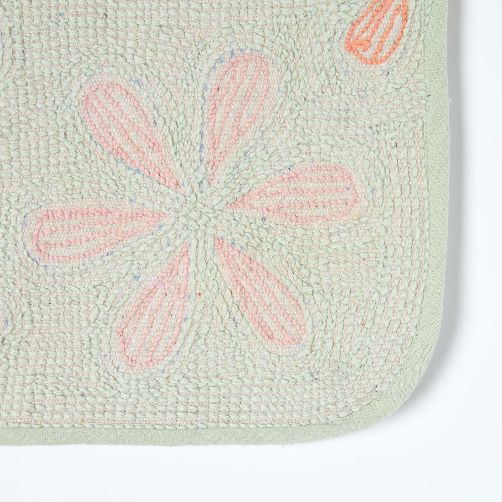 Floral Multi Colour Cotton Bath Mat | Shower Mat | Multi Colour