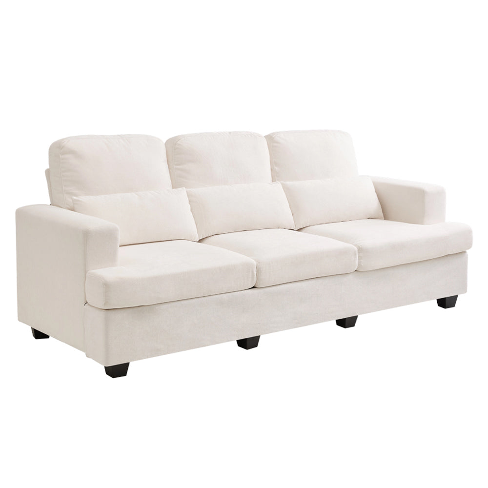 3-seater Chenille Upholstered Sofa With Pillows | Beige