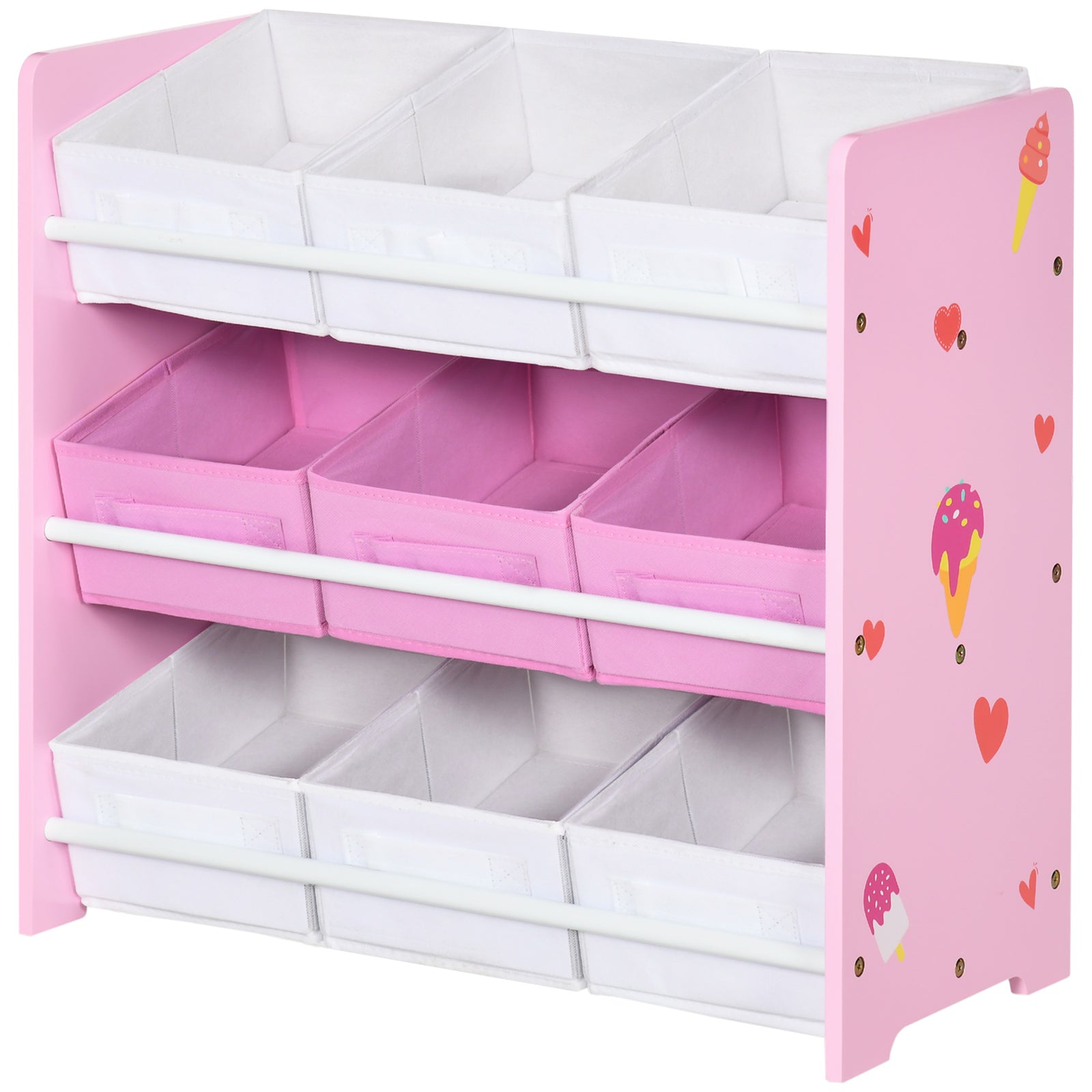 Storage Unit W/9 Removable Storage Baskets For Nursery Playroom | Pink