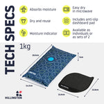 Hillington 1kg Car Dehumidifier Bags 2 Pack Reusable Moisture Absorbers