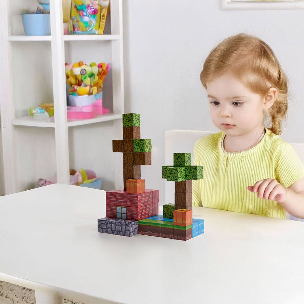 Kid-safe Magnetic Building Blocks Toy Set 63pcs Jungle Forest Theme