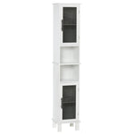 HOMCOM 6-tier Retro Bathroom Cabinet Patterned Glass Door Anti-tilt