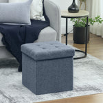 Foldable Sherpa Fleece Storage Ottoman, 38 x 38 x 38cm | Blue