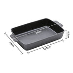 32.5cm W X 23cm D Black Rectangular Cast Iron Baking Pan