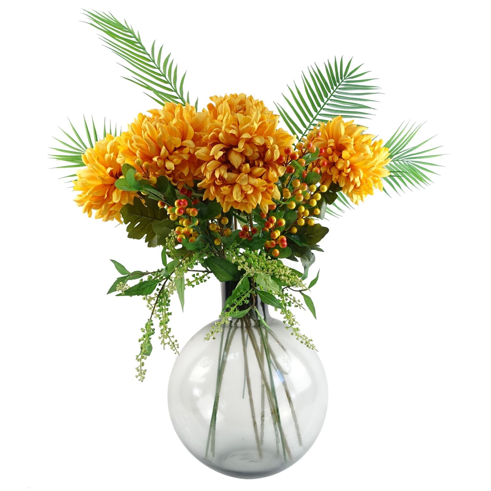 Pack Of 6 X 70cm Artificial Orange Berry Spray