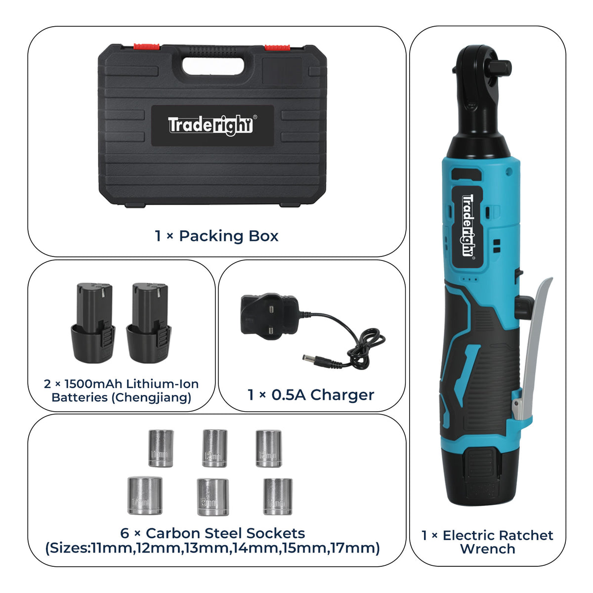Traderight Electric Cordless Right Ratchet 3/8" 90 Angle Wrench Power 2 Battery