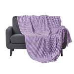 Houndstooth Design 100% Cotton Bedspread Throw | 225cm x 255cm | Purple