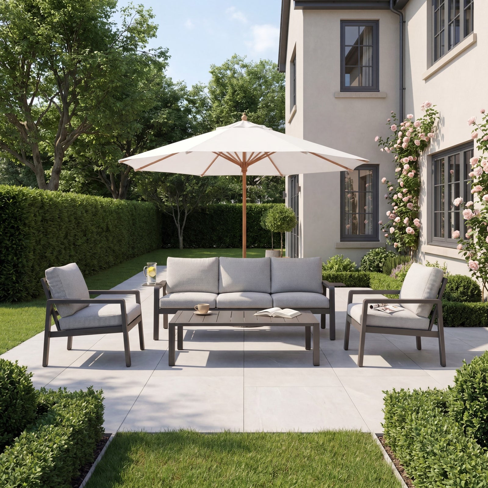Lesina 4 Seat Outdoor Patio Conversation Set | Grey