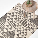 Delphi Geometric Style 100% Cotton Printed Rug | 150cm x 95cm | Black & White