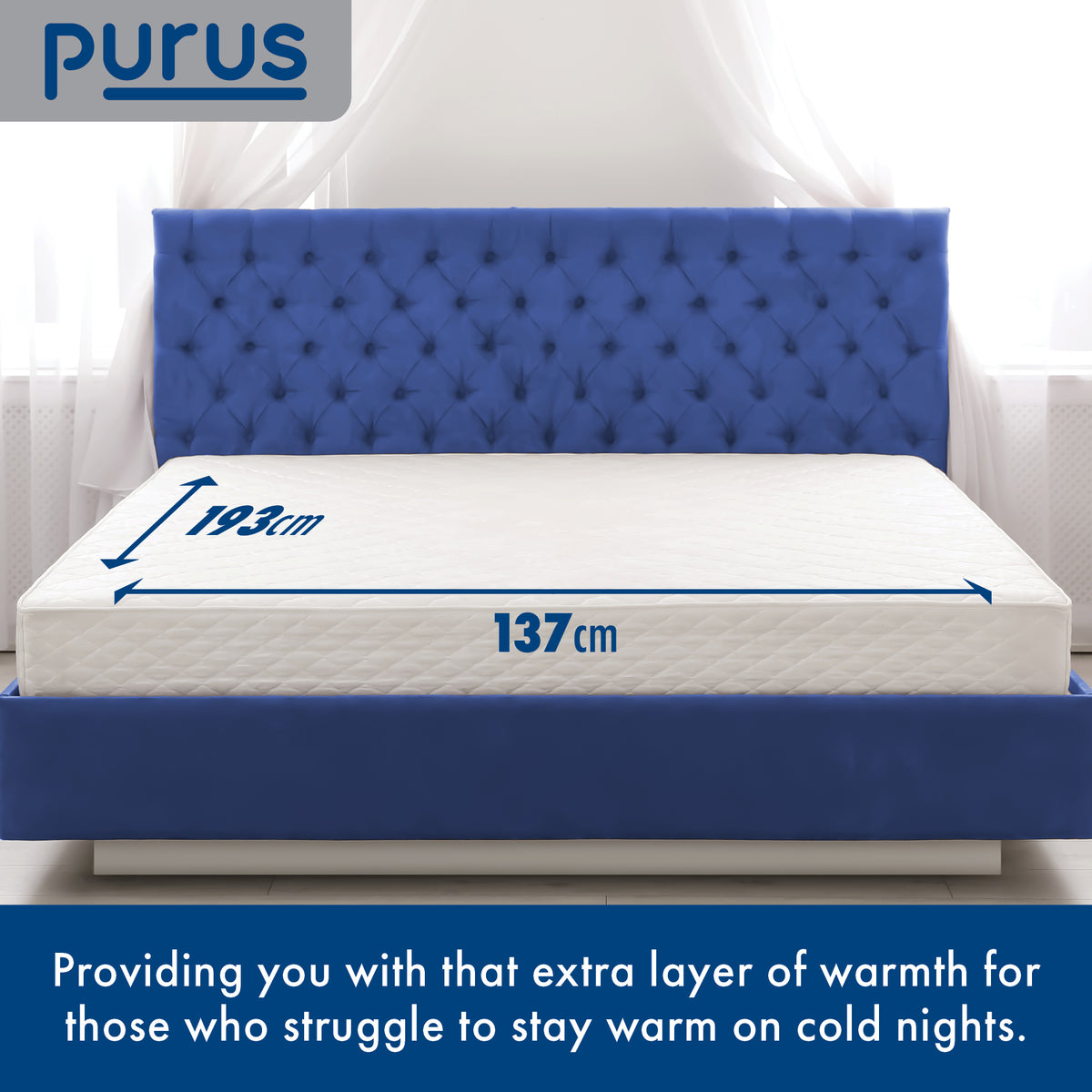 Luxury Electric Blanket Fully Fitted Heated Bed Underblanket Polyester Detachable Control 3 Heat Settings | Double | White