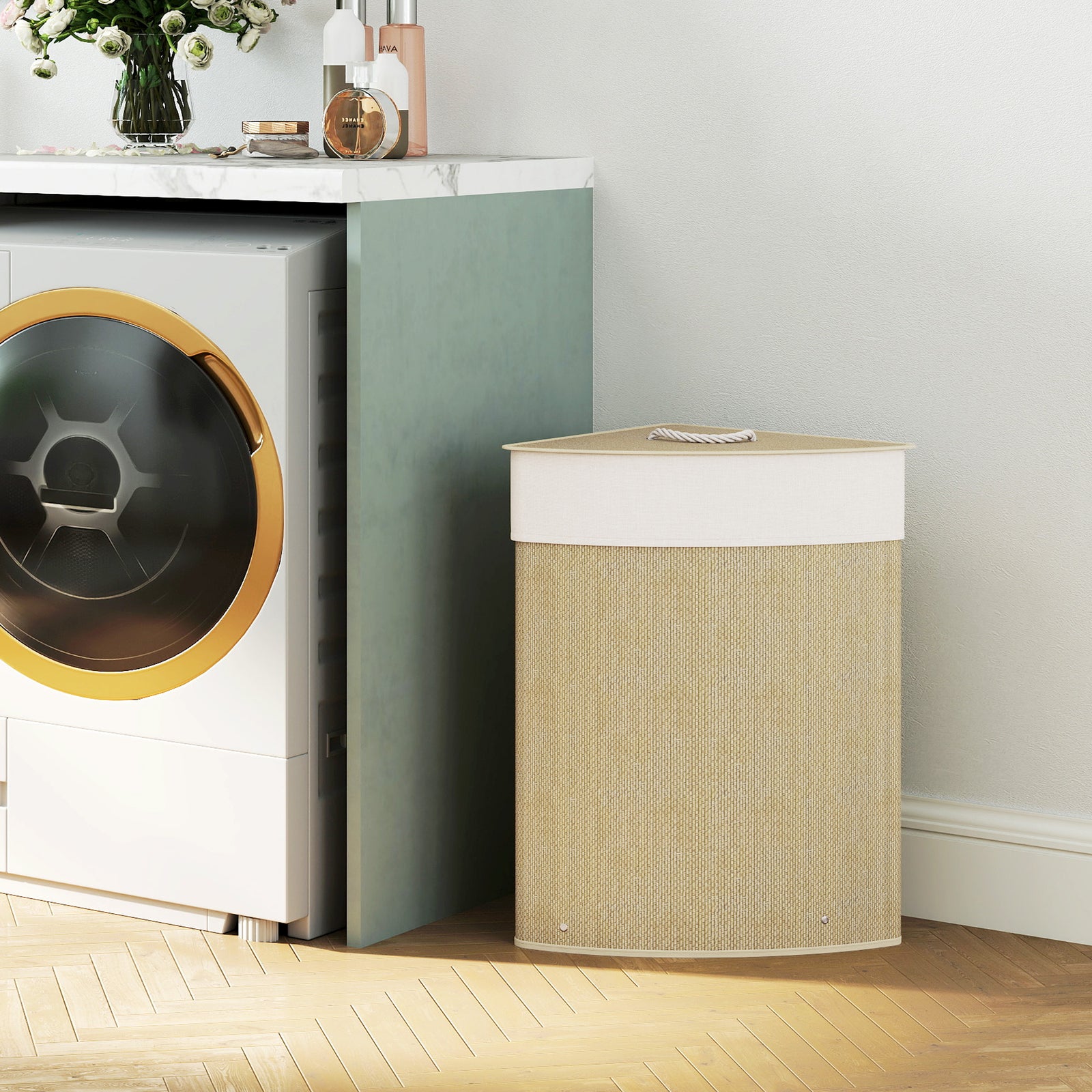 55l Laundry Hamper With Removable Washable Liner Bag | Natural