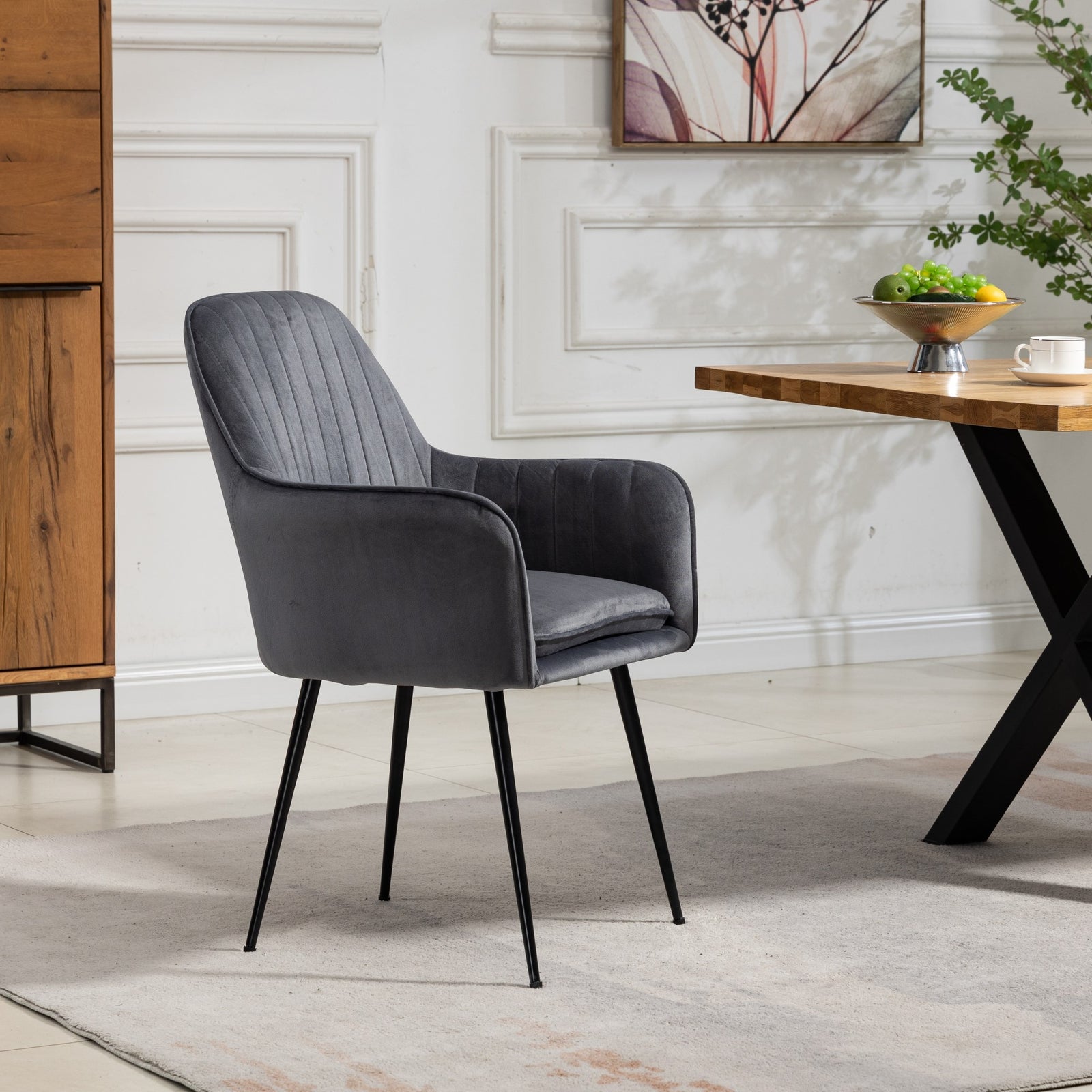 Set Of 2 Carrara Velvet Dining Chairs