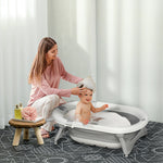 Foldable Baby Bath Tub Ergonomic With Temperature-induced Water Plug | Grey