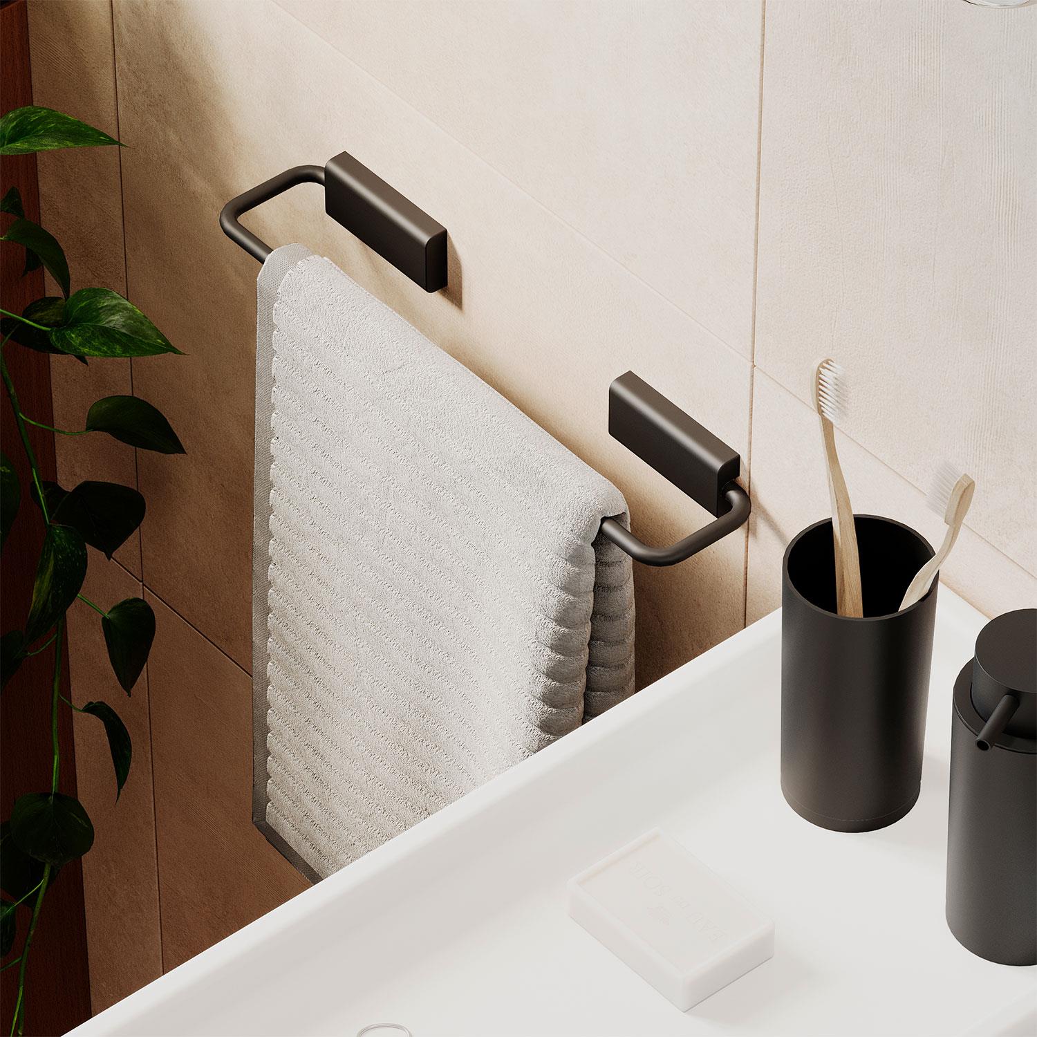 Towel Rail, 30cm, Screw-in Or Self-adhesive, Matt Black, Next Collection