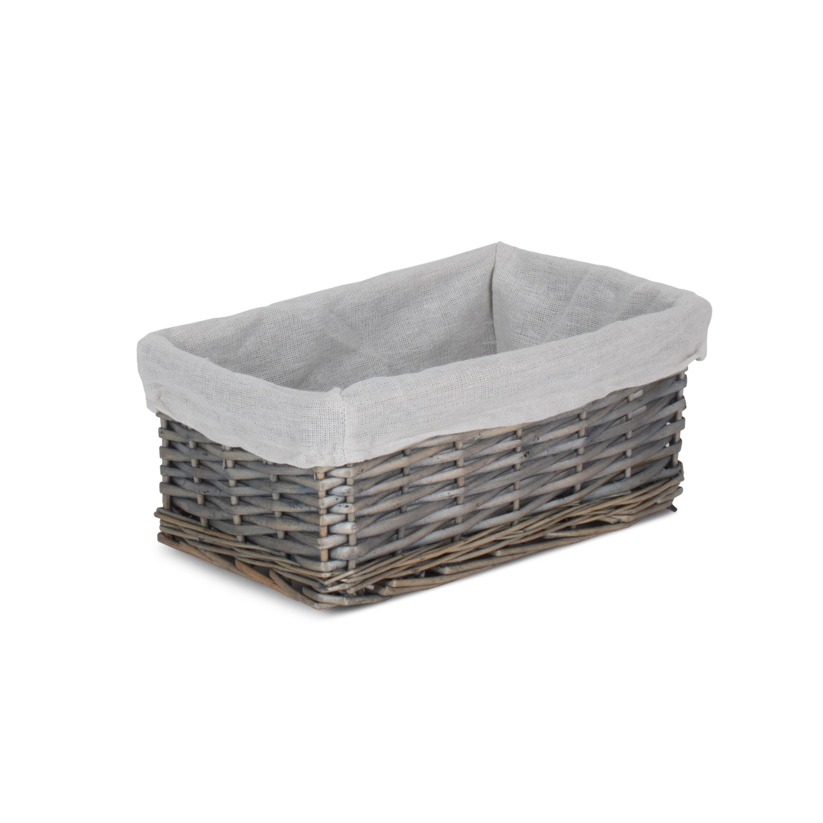 Wicker Antique Wash Storage Basket With White Lining | Set-of-3 | White