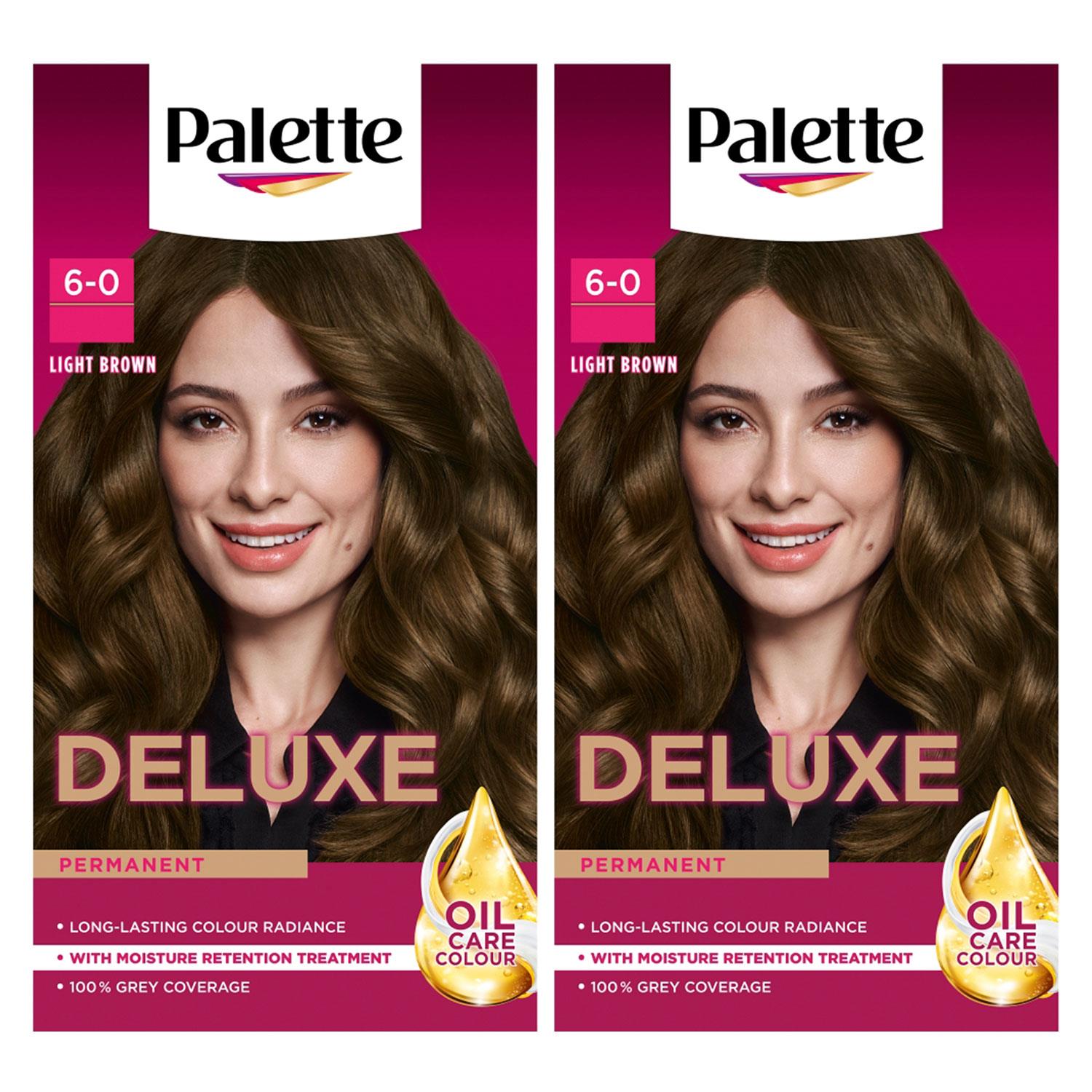 Deluxe Creme Colouration 6-0 Light Brown Hair Dye, 2 Pack