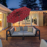 2.7m Patio Led Umbrella W/ Tilt/crank | Red