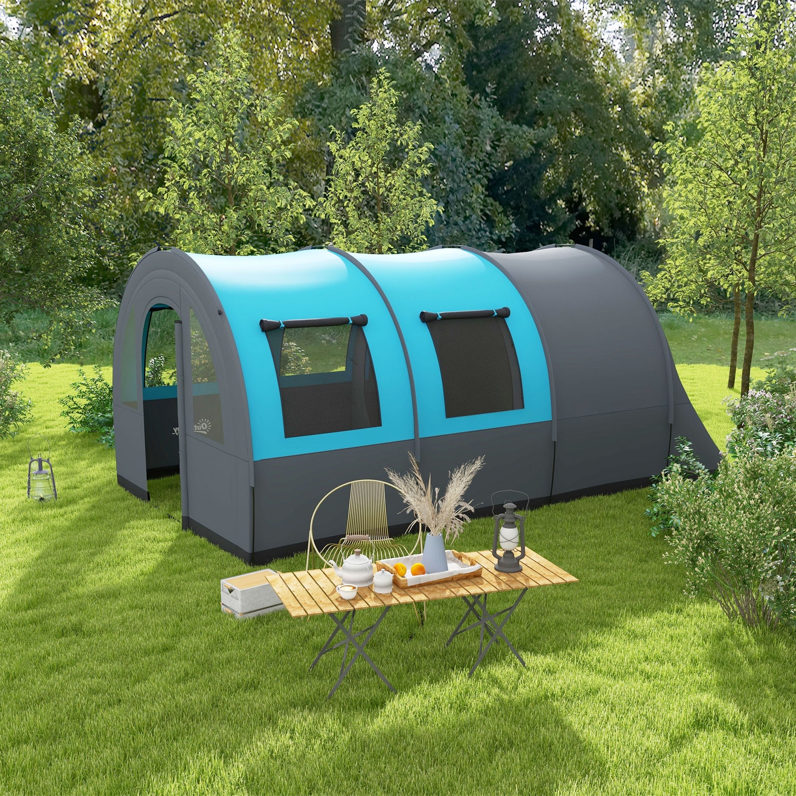 Camping Tent, 3000mm Waterproof Family Tent For 5-6 Man | Gray