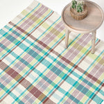 Wilson Handwoven Blue, Yellow And Brown Tartan 100% Cotton Rug | 120cm x 180cm | Blue & Yellow