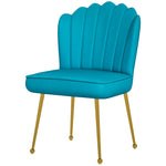 Velvet-feel Shell Accent Chair Bedroom Lounge Metal Legs | One Size | Blue