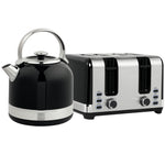 1.7l 3000w Fast Boil Electric Kettle And 4 Slice Toaster Set | Black