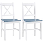 Wood Dining Chairs Set Of 2 W/ Cross Back | White