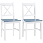 Wood Dining Chairs Set Of 2 W/ Cross Back | White