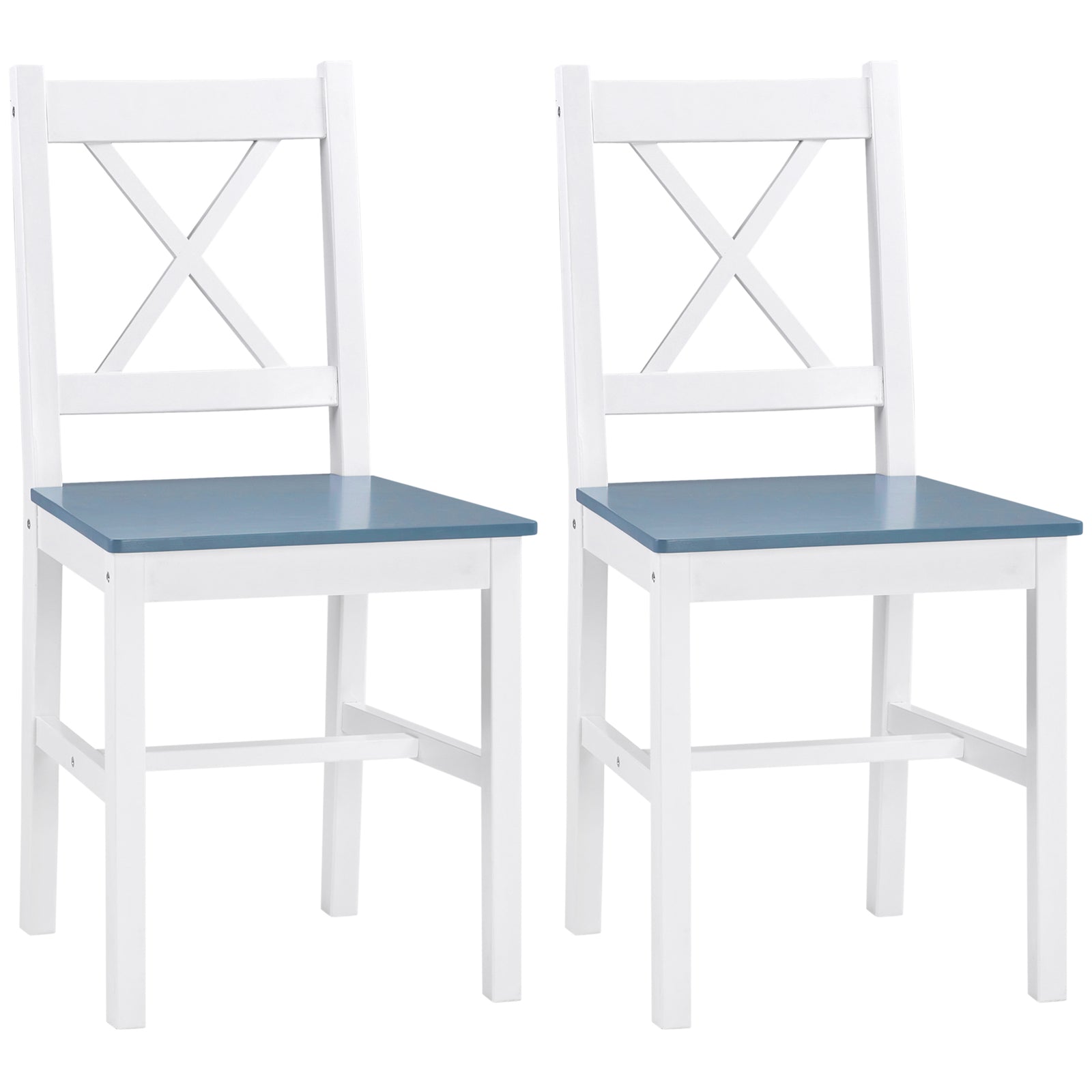 Wood Dining Chairs Set Of 2 W/ Cross Back | White
