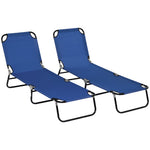2 Folding Sun Loungers W/ Adjustable Backrest
