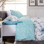 Cherry Blossom Blue Cotton Rich Reversible Duvet Cover Set | King | Blue
