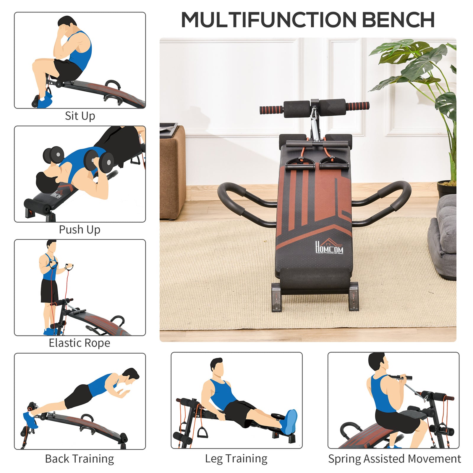 Sit Up Bench With Headrest For Ab Exercise | Black
