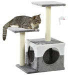 Cat Tree W/ Sisal Scratching Posts, House, Perches, Toy Mouse | Gray