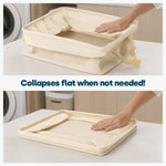 Collapsible Laundry Bags 2 Pack 35l Fabric Storage Baskets With Handles | Beige