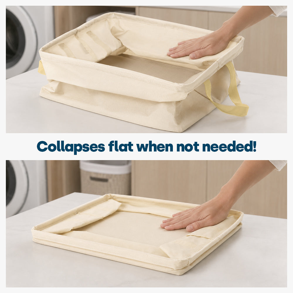 Collapsible Laundry Bags 2 Pack 35l Fabric Storage Baskets With Handles | Beige