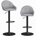 HOMCOM Bar Stools Adjustable Height Backrest Set Of 2, Grey