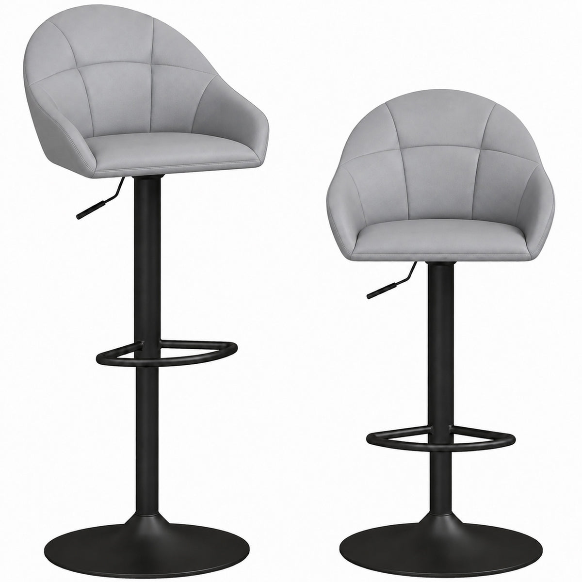 HOMCOM Bar Stools Adjustable Height Backrest Set Of 2, Grey