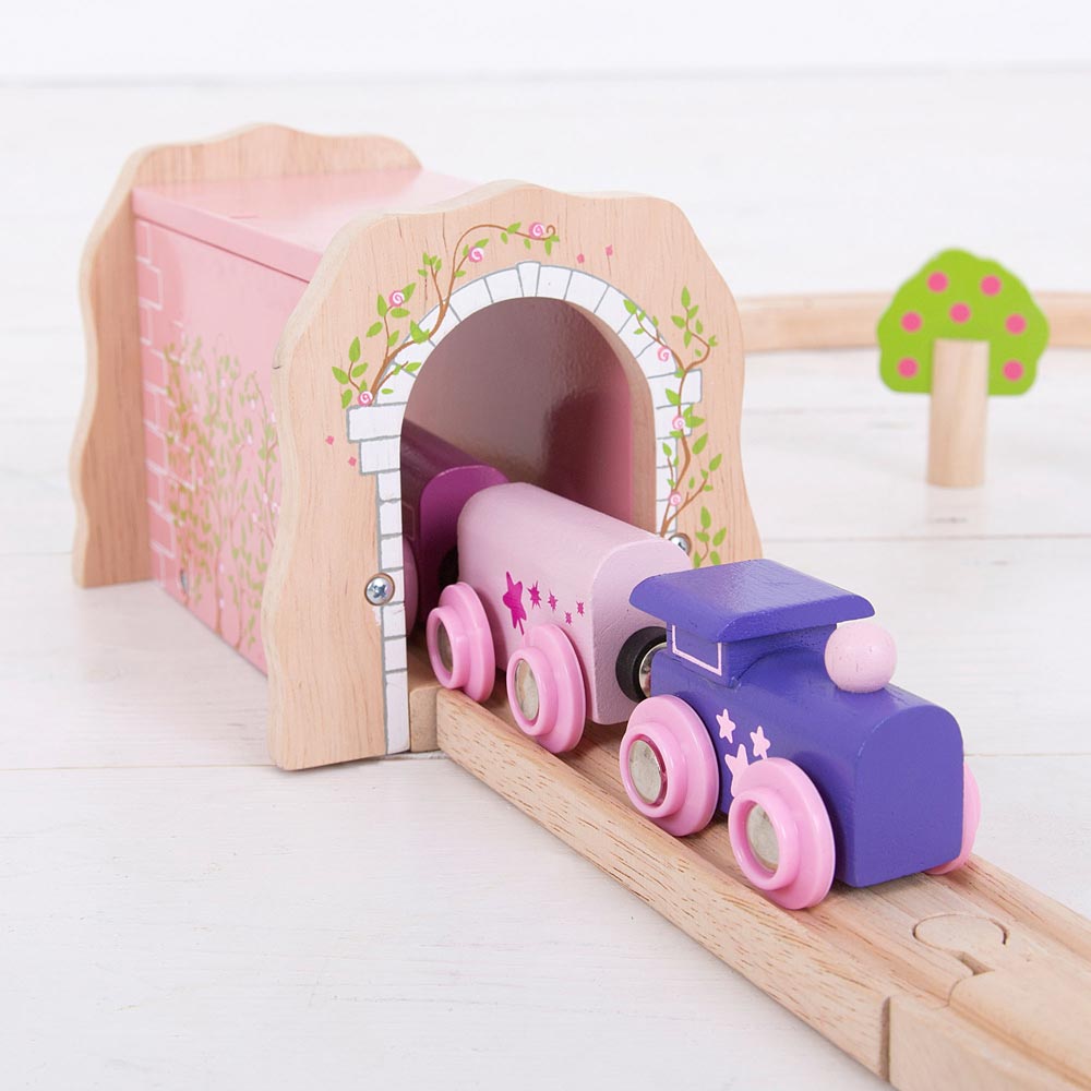 Pink Brick Tunnel for Wooden Train Sets